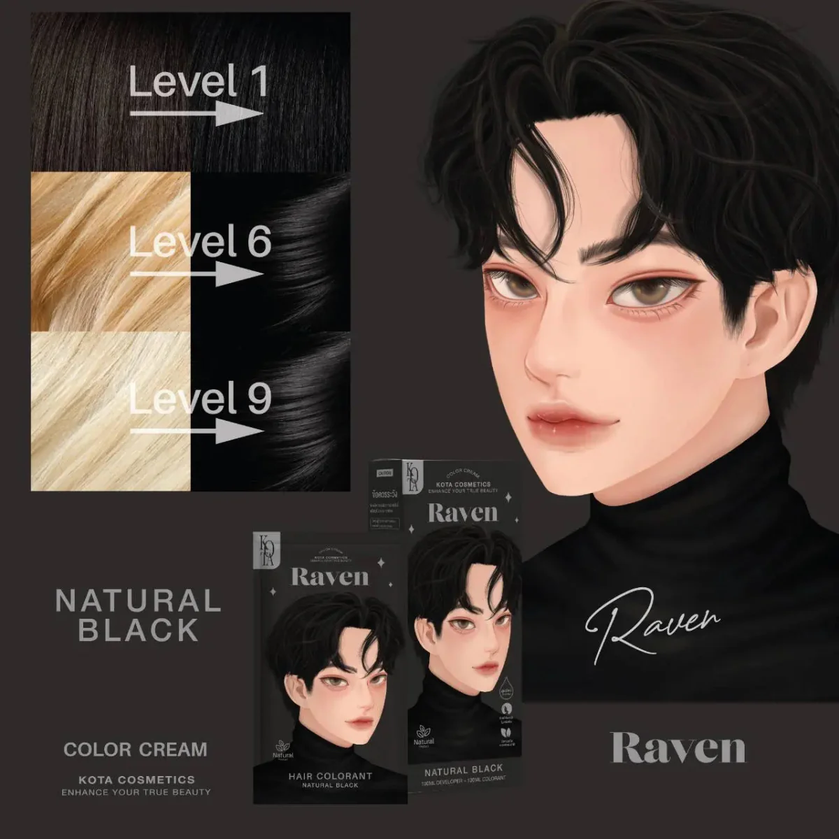 صبغة شعر لون أسود طبيعي كوتا | Kota REVEN – NATURAL BLACK - Image 3