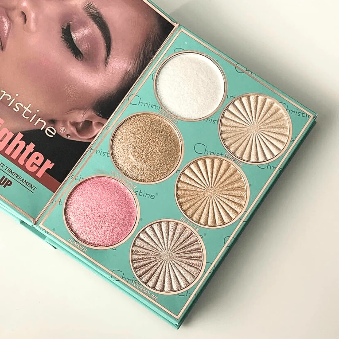 دفتر باليت مكياج تركواز كرستين | Christine Turquoise 5 in 1 Palette Notebook Eye Shadow + Highlighter + Lipstick + Blush + Concealer - Image 3