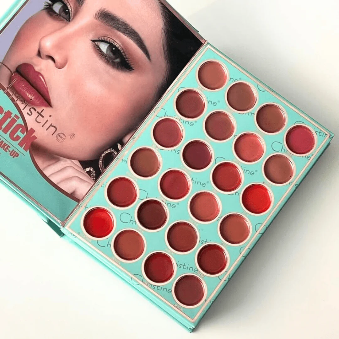 دفتر باليت مكياج تركواز كرستين | Christine Turquoise 5 in 1 Palette Notebook Eye Shadow + Highlighter + Lipstick + Blush + Concealer - Image 4
