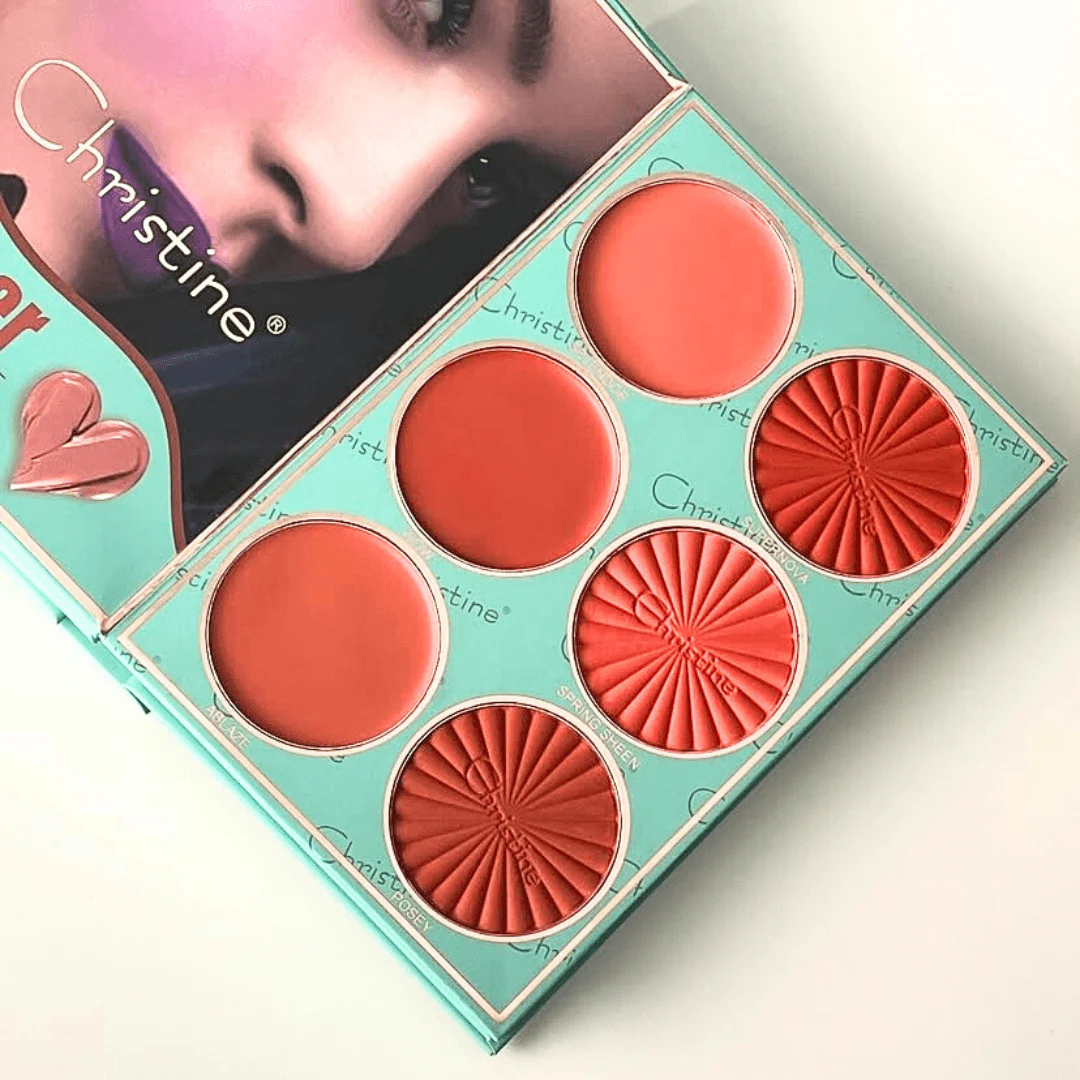 دفتر باليت مكياج تركواز كرستين | Christine Turquoise 5 in 1 Palette Notebook Eye Shadow + Highlighter + Lipstick + Blush + Concealer - Image 5