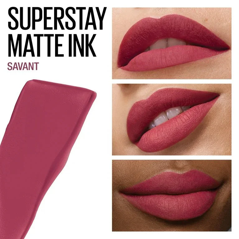 احمر شفاه مات مايبلين - رقم 155 | Maybelline Superstay Matte Ink 155 Savant - Image 4